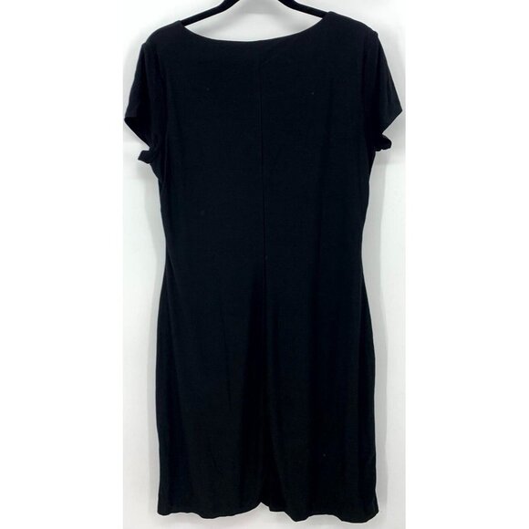 B-Slim Women Dress Large Short Sleeve Black Side Ruched Knee Length Stretch New - Picture 4 of 9